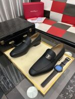 Ferragamo Black calfskin Leather Shoes-Ferragamo Man Business Leather Shoes